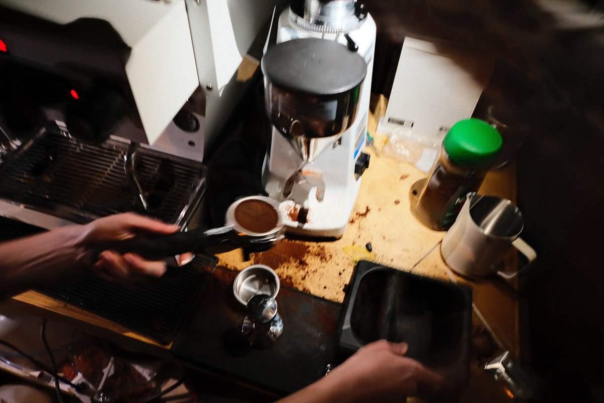 Espresso preparation at The Garden Coffee Co.