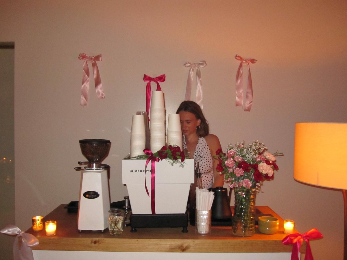 The Garden Coffee Co. styled coffee cart at an indoor event